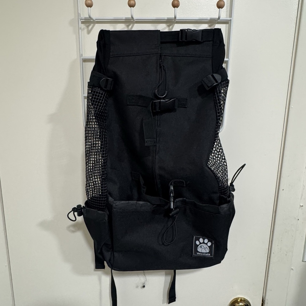 Woolala Pet Carrier Black Mesh Backpack for Small and Medium Dogs - Large